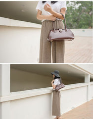 Handmade Womens Leather Doctor Handbag Purse Beige Shoulder Bag Doctor Bags for Women