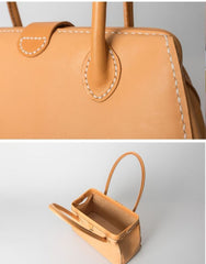 Handmade Womens Leather Doctor Handbag Purse Tan Shoulder Bag Doctor Bags for Women