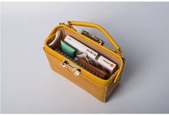 Handmade Womens Red Leather Doctor Handbag Purse Small Side Bag Doctor Bags for Women