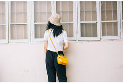 Handmade Womens Yellow Leather Doctor Handbag Purse Small Side Bag Doctor Bags for Women