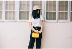 Handmade Womens Yellow Leather Doctor Handbag Purse Small Side Bag Doctor Bags for Women