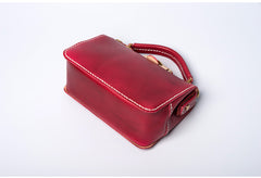 Handmade Womens Red Leather Doctor Handbag Purse Small Side Bag Doctor Bags for Women