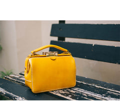 Handmade Womens Red Leather Doctor Handbag Purse Small Side Bag Doctor Bags for Women