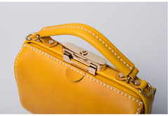 Handmade Womens Yellow Leather Doctor Handbag Purse Small Side Bag Doctor Bags for Women