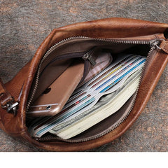 Handmade Womens Brown Leather Large Wristlet Wallets Zip Clutch Purse Ladies Zipper Clutch Wallets for Women