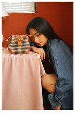 Handmade Womens Leather Tweed Doctor Handbag Small Side Purses Doctor Purse for Women