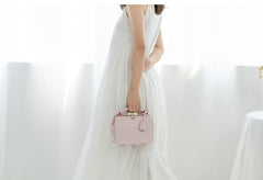 Handmade Womens Pink Leather doctor Handbag Classic shoulder doctor bags Purse for women