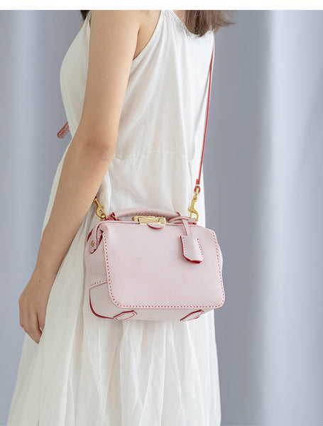 Handmade Womens Pink Leather doctor Handbag Classic shoulder doctor bags Purse f DB06891011