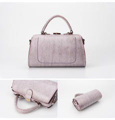 Handmade Womens Purple Leather Doctor Handbag Purse Small Side Bag Doctor Bags for Women