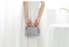 Handmade Womens Purple Leather Doctor Handbag Purse Small Side Bag Doctor Purse for Women