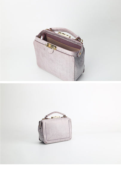 Handmade Womens Purple Leather Doctor Handbag Purse Small Side Bag Doctor Purse DB06491033