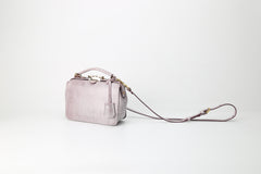 Handmade Womens Purple Leather Doctor Handbag Purse Small Side Bag Doctor Purse for Women