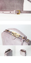 Handmade Womens Purple Leather Doctor Handbag Purse Small Side Bag Doctor Purse for Women