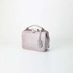 Handmade Womens Purple Leather Doctor Handbag Purse Small Side Bag Doctor Purse for Women