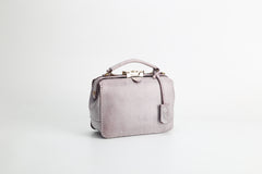 Handmade Womens Purple Leather Doctor Handbag Purse Small Side Bag Doctor Purse for Women