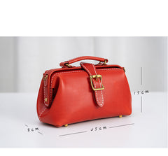Handmade Womens Red Leather Doctor Handbag Side Purse Small Doctor Purse for Women