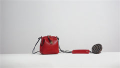 Handmade Womens Red Leather Doctor Handbag Small Side Purses Doctor Purse for Women