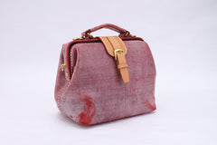 Handmade Womens Red Leather doctor Handbag shoulder doctor bags Purse for women