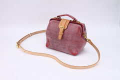 Handmade Womens Red Leather doctor Handbag shoulder doctor bags Purse for women