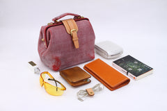 Handmade Womens Red Leather doctor Handbag shoulder doctor bags Purse for women