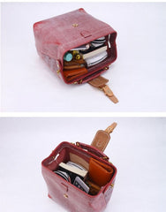 Handmade Womens Red Leather doctor Handbag shoulder doctor bags Purse for women