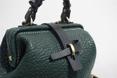 Handmade Womens Small Black Leather Doctor Handbag Side Purse Doctor Purse for Women