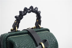 Handmade Womens Small Black Leather Doctor Handbag Side Purse Doctor Purse for Women