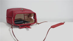Handmade Womens Small Red Leather Doctor Handbag Side Purse Doctor Purse for Women