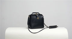 Handmade Womens Black Leather Doctor Handbag Small Side Purse Doctor Purse for Women