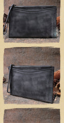 Handmade Womens Leather Large Wristlet Wallet Slim Zip Clutch Purse Ladies Zipper Clutch Wallets for Women