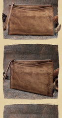 Handmade Womens Tan Leather Large Wristlet Wallet Slim Zip Clutch Purse Ladies Zipper Clutch Wallets for Women