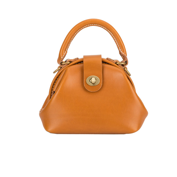 Handmade Womens Tan Leather Mini Doctor Handbag Purse Tan Shoulder Doctor Bags f DB04891028