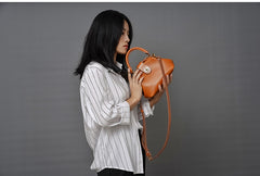 Handmade Womens Tan Leather Mini Doctor Handbag Purse Tan Shoulder Doctor Bags for Women