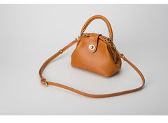 Handmade Womens Tan Leather Mini Doctor Handbag Purse Tan Shoulder Doctor Bags for Women