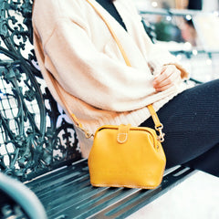 Handmade Womens Coffee Leather Small doctor Purse shoulder doctor bags for women