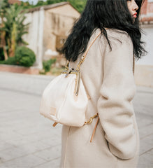 Handmade Womens White Leather Doctor Backpack Purse Shoulder Doctor Handbag for Women