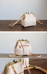 Handmade Womens White Leather Doctor Backpack Purse Shoulder Doctor Handbag for Women