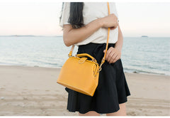 Handmade Womens Yellow Leather Mini doctor Handbag shoulder doctor bags for women