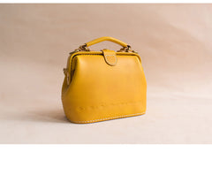 Handmade Womens Yellow Leather Mini doctor Handbag shoulder doctor bags for women
