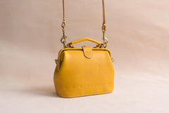 Handmade Womens Yellow Leather Mini doctor Handbag shoulder doctor bags for women