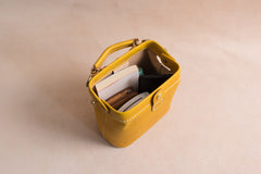 Handmade Womens Yellow Leather Mini doctor Handbag shoulder doctor bags for women