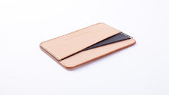 Handmade Beige Black Leather Women Men Small Card Holder Card Wallet for Men Women