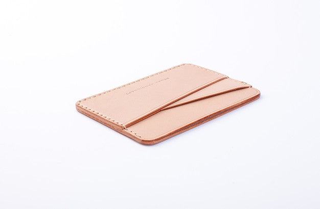 Handmade Beige Black Leather Women Men Small Card Holder Card Wallet for Men Women