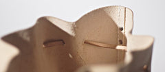 Handmade Beige Women Leather bucket crossbody bag Barrel shoulder bag for women