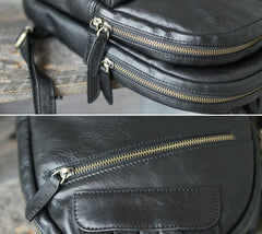 Womens Black Backpack Purse Leather Book Bag Purse - Annie Jewel