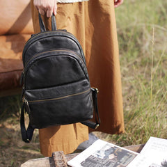 Womens Black Backpack Purse Leather Book Bag Purse - Annie Jewel