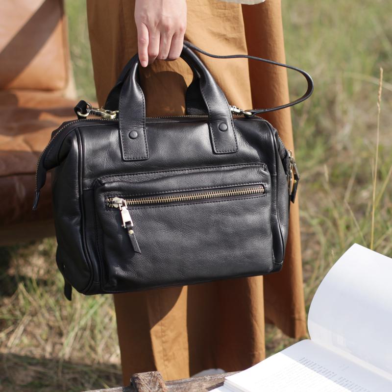 Black Leather Satchel Handbags Black Satchel Bag Women's - Annie Jewel