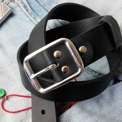 Handmade Black Leather Mens Belt Leather Belt for Men