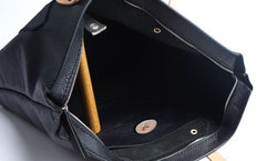 Handmade Black Leather Tote Purse Shoulder Bag Shopper Tote Bag for Women