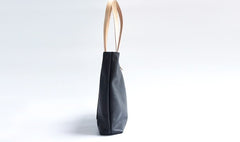 Handmade Black Leather Tote Purse Shoulder Bag Shopper Tote Bag for Women
